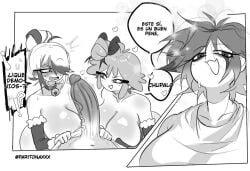 1futa 2girls ann_chica_(fnafhs) chica_(fnafhs) five_nights_at_freddy's fnafhs meg_(fnafhs) paritonaxxx puppet_(fnaf) threesome