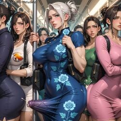 1futa 2futas 3futas 4futas ass big_areola big_ass big_balls big_boobs big_breasts big_butt big_nipples big_penis blue_eyes bulge bulge_grab bulge_rubbing bulge_through_clothing bulge_under_clothes cum cumming cumshot dickgirl embarrassed futa_only futanari hard_cock hard_on hard_penis hi_res high_quality high_resolution highres ia_generated mature mature_female mature_futa mature_woman melusina more_at_source multiple_girls nipple_bulge nipples nipples_visible_through_clothing original original_character toned toned_body toned_female train train_interior white_hair wide_hips