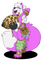 abstract_background absurd_res alpha_channel animal_print anthro areola armpit_hair bell big_areola big_breasts big_tail black_areola black_lips black_nipples blue_eyes blush body_hair breasts canid canine canis cheetah_print claws colored_nails fapp female fur genitals grin hair hi_res huge_breasts innie_vulva jewelry lips looking_at_viewer mammal min_(artist) nails nipples pink_body pink_fur red_claws red_nails smile solo tail vulva white_hair wolf yuni_hermit