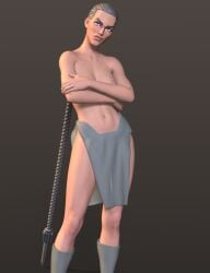 1girls 3d covering_breasts daz_studio female female_only invincible invincible_(tv_series) loincloth solo stormlux18 thula topless topless_female