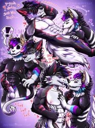 abs anthro athletic athletic_anthro athletic_male ball_tuft balls biceps black_body black_fur black_nose blue_body blue_fur blush bodily_fluids bone bro bros_being_bros canid canine canis circumcised dialogue domestic_cat duo ejaculation ejaculation_from_handjob embarrassed ember_da_wolfy english_text exclamation_point fangs fap_(sound_effect) felid feline felis fellatio frottage fur fur_markings genitals glowing glowing_eyes gulp_(sound_effect) hair hand_on_chest handjob handjob_from_behind heart_symbol hi_res humanoid_genitalia humanoid_penis i_love_you justanemoartist kissing licking_tongue love magenta_fur male male/male mammal markings masculine masculine_sub muscular muscular_anthro muscular_male muscular_on_muscular nipple_fetish nipple_play nipples no_anal oral orgasm pecs penile penis penis_size_difference penises_touching pink_hair pink_nipples pink_penis profanity purple_eyes red_body red_ears red_fur romantic saliva sex sketch_page skull skull_head slim surprised teeth text tongue_on_penis tongue_on_tongue tuft vandal_ossyx white_body white_fur wolf yellow_ears yellow_eyes