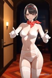 1girl 2d 4k 8k ai_assisted ai_generated alluring anime_style athletic attractive bare_midriff beautiful bedroom_setting big_booty black_eyes black_hair blush breasts brown_eyes brown_hair cinematic_lighting cleavage close_up collarbone confident dark dark_lighting defined_jawline depth_of_field detailed_background detailed_face detailed_skin digital_illustration dim_lighting elegant erotic eye_makeup eyelashes eyeliner eyewear_on_head face_focus facing_viewer fair_skin fireplace fit flat_stomach formal full_lips furniture g_string garter_belt gorgeous happy high_cheekbones high_detail highly_detailed highres hoop_earrings hourglass_figure kanan_yuki scarf short_hair