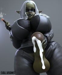 1futa 3d alycia_muze balls big_balls big_breasts big_penis bimbo_futanari breasts cigar cigar_smoke cigarette clothed clothing cum cum_drip dickgirl erection evolluisionist exposed_penis futa_only futanari goblin goblin_futanari green_skin huge_breasts humanoid humanoid_penis hyper_bimbo mostly_clothed original original_character penis penis_out shortstack smoking solo standing suit taker_pov thick_thighs wide_hips