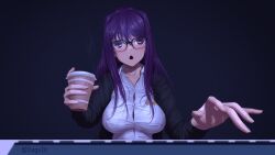 clothed clothed_female dagudr doki_doki_literature_club nipple_bulge nipples_visible_through_clothing yuri_(doki_doki_literature_club)