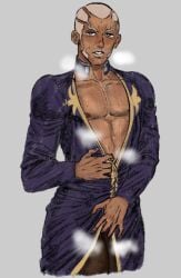 bare_chest blushing dark-skinned_male dark_skin enrico_pucci jojo's_bizarre_adventure male_only sweat sweating