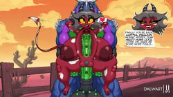 areola balls big_breasts big_butt big_penis breasts bulge butt clothed comic farm genital_fluids genitals hair helluva_boss horse huge_balls huge_belly huge_breasts huge_butt huge_penis huge_thighs lin_(helluva_boss) lube mature_female muscular nasty_(dalwart) nipples nude penis sex tagme tail text vulva x-ray_view