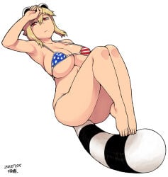 american_flag_bikini bikini blonde_hair breasts female hair tail
