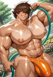 1boy 1male abs ai_generated ass attractive attractive_male balls bara bara_body beautiful beautiful_male big_balls big_muscles big_nipples big_pecs big_penis big_testicles brown_eyes brown_hair bulge bulge_through_clothing civitai day daytime detailed_background eloyca erection freckles freckles_on_body freckles_on_chest freckles_on_face gorgeous handsome handsome_man hose hot hot_as_fuck looking_at_viewer male male_focus male_only muscle muscles muscular muscular_arms muscular_legs muscular_male muscular_thighs navel nice_ass nipples open_mouth orange_swimwear orange_underwear outdoors pecs penis perfect perfect_body pubic_hair sexy sexy_ass sexy_body sexy_male shiny_skin short_hair solo standing swimwear tanline tanlines tanned tanned_skin teeth testicles thick_ass throbbing_penis underwear water wet wet_body