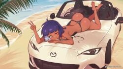 1girls 2d 2d_(artwork) 2d_artwork ahoge ankles arm_support ass ass_cleavage ass_crack back bare_arms bare_ass bare_back bare_butt bare_calves bare_hands bare_hips bare_knees bare_legs bare_shoulders bare_skin bare_soles bare_thighs bare_toes barefoot beach beach_background beach_setting blue-eyed_female blue-haired_female blue_eyes blue_hair blue_sky_background blunt_bangs breasts brown-skinned_female brown_skin brown_skinned_female butt calves cleavage closed_mouth_smile colored_inner_hair commission commission_art curvaceous curvaceous_body curvaceous_female curvaceous_figure curvaceous_hips curvy curvy_ass curvy_body curvy_female curvy_figure curvy_hips day daylight daytime digital digital_art digital_drawing digital_drawing_(artwork) digital_media digital_media_(artwork) drawing elbows exposed_arms exposed_ass exposed_back exposed_butt exposed_hips exposed_legs exposed_shoulders exposed_skin exposed_thighs exposed_toes eyebrows_visible_through_hair feet female female_focus female_only fingers from_above full_body full_body_view groin high-angle_shot knees landscape lean_figure legs looking_at_viewer lying lying_down lying_on_breasts lying_on_stomach madabauillust median_furrow medium_breasts multicolored_hair narrow_waist no_shoes oc ocean_background on_breasts on_stomach original original_art original_artwork original_character outdoor outdoor_background outdoor_nudity outdoors outside outside_nudity peace_sign posing posing_for_the_viewer posing_naked posing_nude sea sea_background seaside short_hair shoulders sign sitting sky_background slender_body slender_waist slim_female slim_waist smile smiley_face smiling smiling_at_viewer soles solo sports_car summer_setting thick_ass thick_butt thick_thighs thighs toes v v_sign viewed_from_above wide_hips