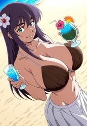 ai_assisted ai_generated big_breasts cleavage coconut_bra desert_punk flower_on_head huge_breasts junko_asagiri voluptuous_female