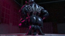 1boy 2021 3d 3d_(artwork) anus ass balls big_anus big_ass big_balls big_butt black_body bubble_ass bubble_butt crouching flaccid genitals humanoid low-angle_view male male_only marvel marvel_comics muscular penis rayhuma rear_view solo spider-man_(series) symbiote venom venom_(marvel) worm's-eye_view