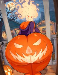 1girls ajeng_(androjuniarto) androjuniarto anus ass ass_focus bean_smile big_ass bubble_butt dat_ass female female_only halloween huge_ass jack-o'-lantern looking_back pumpkin_butt pussy solo thick_thighs wide_hips