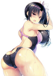 gakkou_de_seishun! hi_res high_resolution highres jinno_shiori leaning_forward one-piece_swimsuit sanshoku_amido swimsuit tagme wet