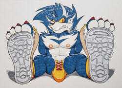 2021 4_toes anthro anti_dev bulge clothing feet foot_focus footwear genitals idw_comics idw_publishing male male_foot_fetish male_only mammal mephitid mobian_(species) nipples penis rough_the_skunk sega shoes simple_background skunk solo sonic_(series) sonic_the_hedgehog_(comics) sonic_the_hedgehog_(idw) sonic_the_hedgehog_(series) toes torn_shoes traditional_media_(artwork) white_background yellow_sclera