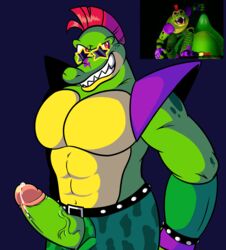 2021 abs alligator alligatorid animatronic anthro badkat03 barazoku belt biceps big_pecs big_penis biped bodily_fluids boner bottomwear bracelet clothed clothing crocodilian digital_media_(artwork) erection eyewear fingerless_gloves five_nights_at_freddy's five_nights_at_freddy's:_security_breach furry furry_only genital_fluids genitals glistening glistening_eyes gloves green_body hair handwear hi_res humanoid_genitalia humanoid_penis jewelry male male_only mohawk montgomery_gator_(fnaf) muscular muscular_anthro muscular_male navel pants pecs penis penis_through_fly pinup poking_out pose precum red_eyes red_hair reptile robot robot_joints scalie sharp_teeth shoulder_pads single-eye smile solo standing star_glasses star_sunglasses sunglasses tan_body teeth vein veiny_penis video_games