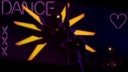 3d 3d_(artwork) club letterbox neon_sign pole pole_dancer pole_dancing robot simple_background source_filmmaker tagme ultrakill v1_(ultrakill)