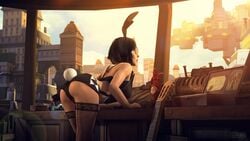 3d ass ass_focus bioshock bioshock_infinite bunny_ears bunny_girl bunny_tail bunnysuit busty elizabeth_comstock female female_focus hourglass_figure pose posing serfatboy stockings tagme wide_hips