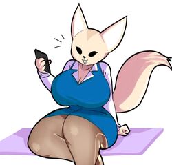 1girls 2020 aggressive_retsuko anthro ass big_ass big_breasts big_hips big_tail big_thighs blouse bottomwear breasts canid canine clothed clothing cute ear female female_focus female_only fennec fenneko fox fur hips holding_object holding_phone honeyboyy huge_breasts large_ass large_breasts large_hips looking_at_viewer mob_face notice_lines office_clothing office_lady office_uniform pale-skinned_female pale_fur sanrio simple_background smooth_skin solo solo_female solo_focus tail thighhighs thighs topwear white_background white_fur wide_hips