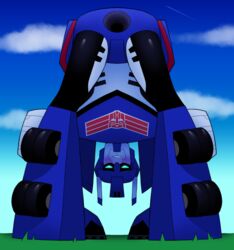 blush detailed_background gaping_anus glowing_eyes isreca isreca(artist) looking_at_viewer male_only mechaphilia presenting_anus smirk solo_male technophilia transformers transformers_animated ultra_magnus