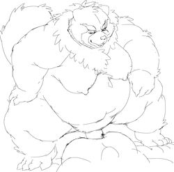 2021 absurd_res anthro belly canid canine duo genitals gyobu hi_res kemono male mammal monochrome moobs nipples obese obese_male overweight overweight_male penis raccoon_dog scar sex sigenoya simple_background sketch solo_focus takotyutyu tanuki tokyo_afterschool_summoners video_games white_background