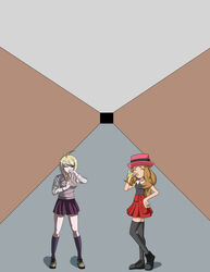 2girls akamatsu_kaede ass_expansion breast_expansion breasts clothing comic danganronpa female female_only giantess growth multiple_girls nintendo pokemon pokemon_xy sequence serena_(pokemon) smooth_skin zorodnatsu