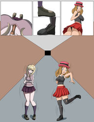 2girls akamatsu_kaede ass_expansion breast_expansion breast_grab breasts comic danganronpa female female_only giantess growth huge_breasts multiple_girls nintendo pokemon pokemon_xy sequence serena_(pokemon) smooth_skin thick_thighs torn_clothes wardrobe_malfunction zorodnatsu