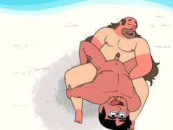 2boys anal anal_penetration anal_sex artist_request beach black_hair boner brown_hair cartoon_network cheating cheating_husband cowgirl_position dark-skinned_male dark_hair dark_skin doug_maheswaran erection eyes_closed eyes_rolled_back facial_hair fat_man from_above gay gay_sex glasses greg_universe head_thrown_back interracial male male/male male_only male_penetrated male_penetrating mouth_open nguoinoigai3 nude nude_male overweight overweight_male pleasure_face sitting_on_penis steven_universe stomach_bulge tanlines tongue_out yaoi