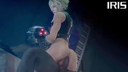 3d 4k animated armwear blonde_hair blue_eyes bottomless cloud_strife femboy final_fantasy final_fantasy_vii gay helmet irispoplar male/male no_sound sitting_on_penis tagme video yaoi