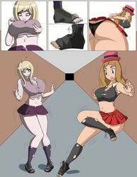 2girls akamatsu_kaede ass ass_expansion breast_expansion breasts cleavage comic danganronpa female female_only giantess growth huge_ass huge_breasts multiple_girls nintendo pokemon pokemon_xy sequence serena_(pokemon) smooth_skin thick_thighs torn_clothes wardrobe_malfunction wide_hips zorodnatsu