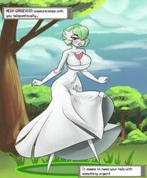 1futa 2019 big_breasts big_penis breasts bursting_breasts cleavage clothed clothing detailed_background dialogue dress erect_penis erection futa_on_male futa_only futanari gameplay_mechanics gardevoir green_hair huge_cock humanoid humanoid_penis mega_gardevoir nightpickle nintendo outdoors outside pale-skinned_futanari penis pokémon_(species) pokemon pokemon_(species) pokemon_rse seductive solo standing talking_to_viewer tenting white_dress wide_hips