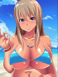 10s 1girls 60fps :d animated bare_shoulders beach big_breasts bikini bikini_pull bikini_top blinking blue_bikini blue_eyes blue_sky blush bounce bouncing_breasts bracelet breasts brown_hair clavicle cleavage cloud dainapp dark-skinned_female dark_skin day erect_nipples female female_focus female_only female_solo fingernails hd head_tilt high_res high_resolution highres jewelry kurorettsu large_breasts large_filesize licking licking_lips long_hair looking_at_viewer loop mp4 necklace nipples no_sound ocean original outdoors pulled_by_self pulling resized sand shiny shiny_skin sky smile solo solo_female strap_pull string_bikini swimsuit tan_skin tanned teasing tongue tongue_out ugoira underboob upper_body upscaled video water