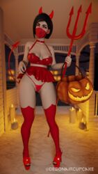 1girls 3d black_hair blender breasts debonaircupcake devil devil_horns devil_tail female female_only green_eyes halloween mask open_toe_shoes panties riot_games short_hair skirt thick_thighs trick_or_treat valorant viper_(valorant) wide_hips