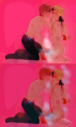 2boys blindfold bondage cock_ring cogitae cute_male gay genshin_impact male nipple_piercing penis red_hair restrained tartaglia_(genshin_impact) temperature_play thoma_(genshin_impact) yaoi