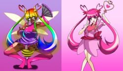 bar_censor bee_girl before_and_after bimbo bimbofication blackification censored dark-skinned_female dark_skin ebonization female ganguro gyaru gyaru_bee magical_girl penis-shaped_accessory personality_change race_swap rainbow_hair san1111 sex_slave transformation yamanba