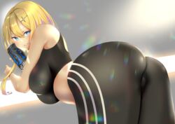 1girls 2020 ass ass_focus azur_lane bare_arms bare_shoulders black_sports_bra blonde_hair blue_eyes blush brand_name_imitation breasts can cross_hair_ornament eyebrows_visible_through_hair female female female_focus female_only hair_ornament hairclip holding holding_can large_breasts long_hair looking_at_viewer marblehead_(azur_lane) marblehead_(boxing_girl!)_(azur_lane) midriff multicolored_hair pants pink_hair sakurai_kouji shirt sleeveless smile solo solo_female solo_focus sports_bra standing sunlight symbol-shaped_pupils two-tone_hair