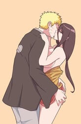 1boy 1girls alternate_costume ass ass_grab big_breasts boruto:_naruto_next_generations breasts brother_in_law_and_sister_in_law closed_eyes dark_hair female hakama half-closed_eyes haori huge_breasts hyuuga_hanabi indrockz indy_riquez kimono kissing long_hair male naruto naruto_(series) no_underwear ponytail short_hair side_view sideboob standing tied_hair topless uzumaki_naruto violet_eyes