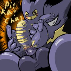 2021 anal anal_sex anus ass balls big_bulge big_butt big_dom_small_sub big_penis bodily_fluids bulge cleft_tail clothed clothing cosplay_pikachu cosplay_pikachu_(character) darkened_genitalia digital_media_(artwork) dominant duo english_text erection extreme_penetration feet female female_penetrated feral fingers footwear forced forced_anal fur gengar genital_fluids genitals gesture ghost halloween halloween_2021 halloween_costume headgear headwear hi_res holidays huge_bulge huge_butt larger_male male male/female male_penetrating male_penetrating_female mammal mask murid nintendo no_humans open_mouth penetration penis penis_shaped_bulge pikachu pokémon_(species) pokemon pokemon_only pussy rape rapistwerewolf ridiculous_fit rodent sex simple_background size_difference smile soles spirit stomach_bulge text thick_thighs torn_clothing vaginal_penetration video_games wide_hips yellow_body yellow_fur