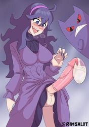 1futa balls big_breasts big_penis breasts clothed clothing condom condom_filling condom_on_penis cum cum_in_condom dress dress_lift ejaculation erection erection_under_clothes erection_under_skirt futa_focus futanari gengar hands-free hex_maniac human large_penis light-skinned_futanari light_skin long_hair mostly_clothed nintendo pale_skin penis pokemon pokemon_rgby pokemon_xy purple_eyes purple_hair rimsalot solo_focus standing testicles veiny_penis