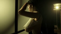 3d 3d_(artwork) curvaceous curves curvy final_fantasy final_fantasy_vii final_fantasy_vii_remake high_resolution highres huge_breasts human icedev impossible_clothes large_breasts long_hair looking_in_window night nighttime skimpy_clothes square_enix thick_thighs tifa_lockhart video_games voluptuous