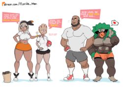 2girls alternate_breast_size ass bea_(pokemon) bikini bow breasts clothes_lift creatures_(company) dark-skinned_male dark_skin feet florida_man forced game_freak gym gym_shirt gym_shorts heart hitmonchan huge_ass large_breasts multiple_girls muscular nintendo pokemon pokemon_(game) pokemon_(species) pokemon_ss rillaboom scared self_upload shirt shirt_lift shorts shy stomach swimsuit thick_thighs thighs thong traced_art weightlifting white_background wide_hips