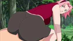 1boy 1girls anal_through_clothes animated ass big_ass big_breasts bike_shorts clothed clothing female_on_top gif green_eyes legwear looking_back looking_pleasured naruto naruto_shippuden pants penetration_through_clothes pink_hair sakura_haruno sex_through_clothes sex_through_clothing sex_through_torn_clothes shounen_jump solodusk57 sound through_clothes torn_clothes torn_clothing uzumaki_naruto video