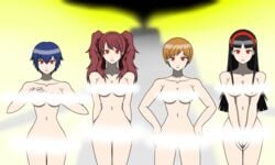 4girls amagi_yukiko atlus breasts female kujikawa_rise multiple_girls naked nude persona persona_4 red_eyes satonaka_chie sendy1992 shirogane_naoto tagme