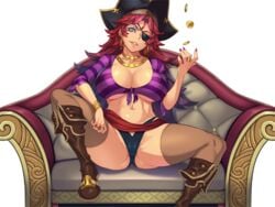 bal'rana boots breasts cleavage earrings hat jewelry legend_of_queen_opala nipples pirate pirate_captain pirate_hat red_hair sethxzoe tagme thong