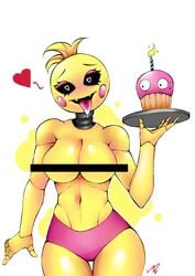 censored female five_nights_at_freddy's five_nights_at_freddy's_2 fnaf heart-shaped_pupils maimeetung toy_chica_(fnaf) white_background