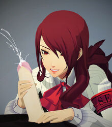 3d atlus eclair_stones handjob light-skinned_female light-skinned_male light_skin mitsuru_kirijo persona persona_3 red_eyes red_hair tagme