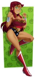 1girls alpha_channel big_breasts boots breasts cleavage cosplay dc dc_comics female female_only for_sticker_use fully_clothed halloween halloween_costume koriand'r large_breasts no_background png ravenravenraven solo starfire sticker_template teen_titans thick_thighs transparent_background transparent_png wonder_woman_(cosplay) wonder_woman_(series)