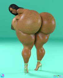 1girls 2010s 3d 3d_(artwork) absurd_res absurdres ass big_ass bottom_heavy breasts dark-skinned_female dark_skin dat_ass digital_media_(artwork) enormous_ass female female_focus female_only gigantic_ass high_heels huge_ass hyper hyper_ass looking_at_viewer looking_back massive_ass naked_footwear naked_heels nude nude_female original_character over_1080p simple_background solo solo_female solo_focus supertito thick_ass thick_thighs wide_hips