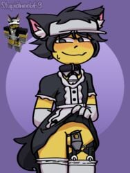 1boy artist_name blush cat_boy catboy chastity chastity_cage collar crossdressing crossdressing_male femboy maid male male_only monster_boy reference_image request roblox roblox_avatar robloxian self_upload skirt_lift socks solo solo_male stupidnoob69 tagme yellow_skin