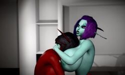 2girls 3d alternate_breast_size areola areolae bare_shoulders big_breasts blue_skin breasts cleavage elf elf_ears elf_female elf_girl female female_only garry's_mod hair heterochromia hips humanoid large_breasts lips long_ears long_pointy_ears pointy_ears purple_hair red_skin red_soria shadow66 short_hair soria thick_lips unreal_tournament virtamate voluptuous waist wide_hips