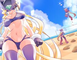 beach big_breasts bikini bliss_zero mega_man mega_man_zero milk_trb tagme zero_(mega_man)